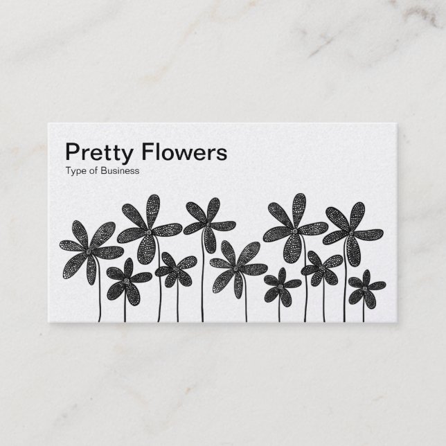 Carte De Visite Jolies fleurs - Noir et Blanc (Alternant) (Devant)