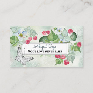 Carte De Visite Jolies framboises et fleurs rouges, Inspirationnel