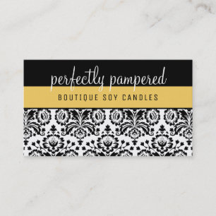 Carte De Visite JOLIMENT ÉLÉGANT DAMASK motif noir jaune
