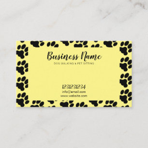 Carte De Visite Jote Jaune et Noir Empreinte de patte Motif chien