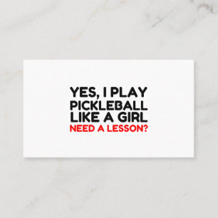 Carte De Visite Jouer Au Pickleball Comme Une Fille A Besoin D'Une