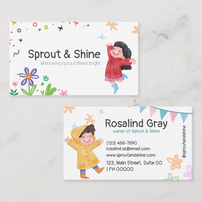 Carte De Visite Jouer Colorful Flower Pastel (Devant / Derrière)
