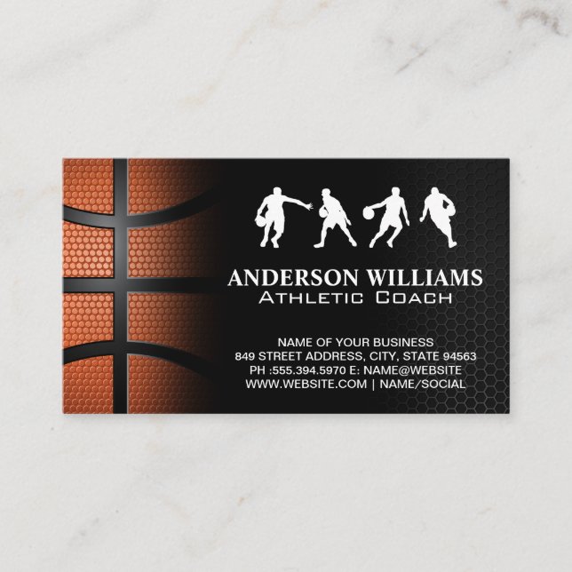 Carte De Visite Joueur de basket-ball avec balle (Devant)