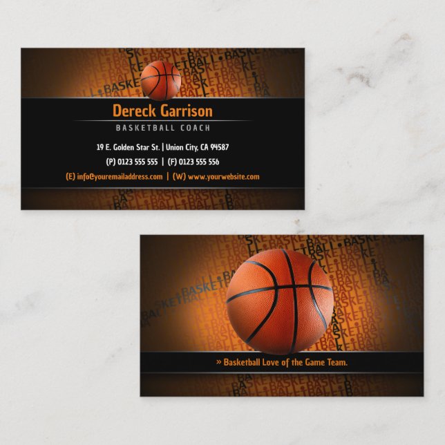 Carte De Visite Joueur de basket-ball | Coach Sport (Devant / Derrière)