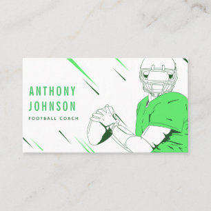 Carte De Visite Joueur de football américain vert Médias sociaux