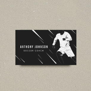 Carte De Visite Joueur de football noir et blanc Cool de masculine