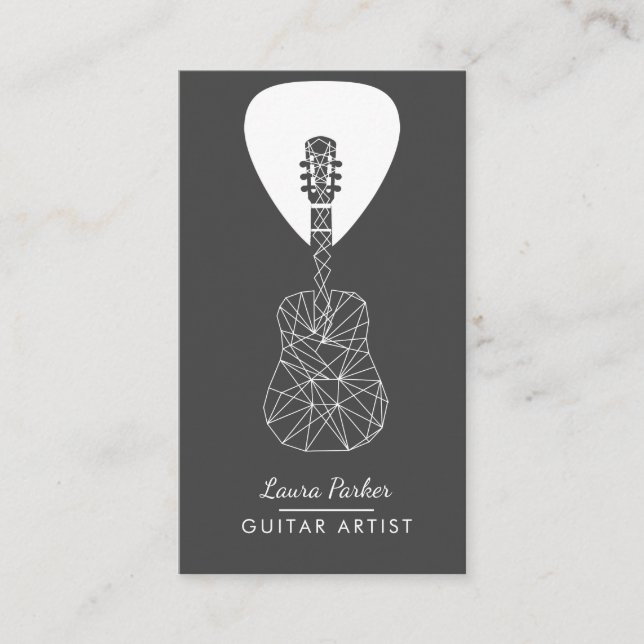 Carte De Visite Joueur de musique guitare Artiste DJ Géométrique N (Devant)