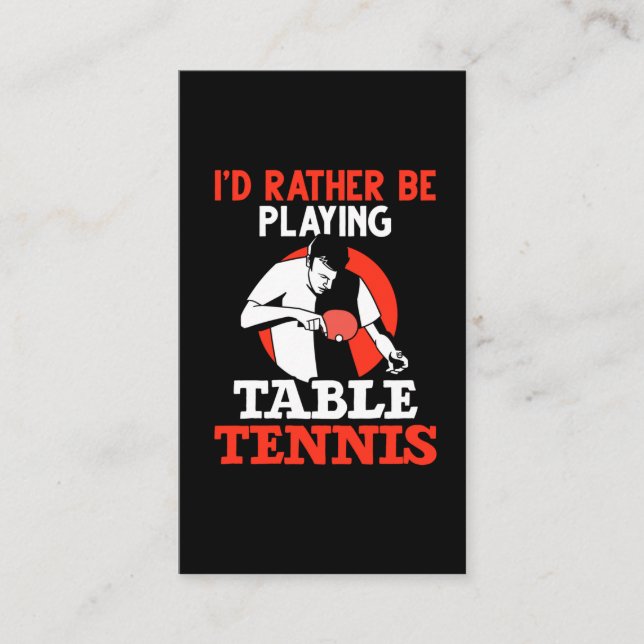 Carte De Visite Joueur De Ping-Pong Addictif Au Tennis De Table (Devant)