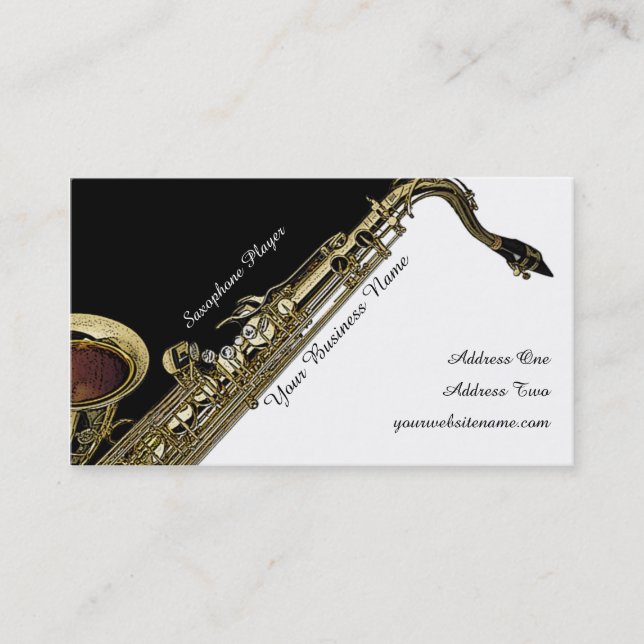 Carte De Visite Joueur de saxophone (Devant)