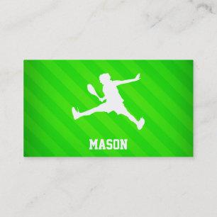 Carte De Visite Joueur de tennis ; Neon Green Stripes