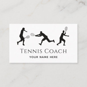Carte De Visite Joueur de tennis Silhouette Noir Blanc Médias soci
