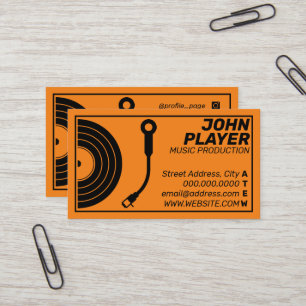Carte De Visite Joueur d'enregistrement de style rétro orange
