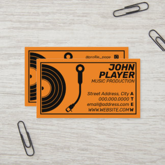 Carte De Visite Joueur d'enregistrement de style rétro orange