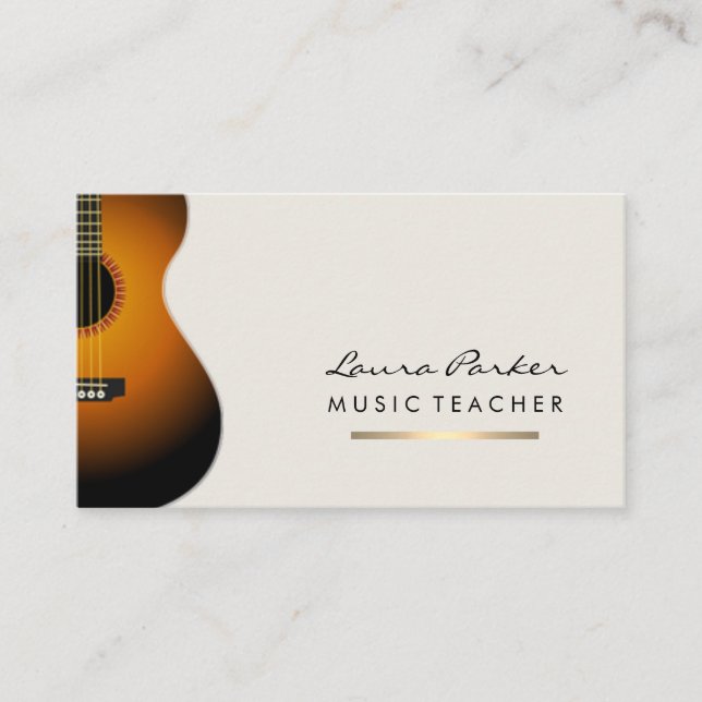 Carte De Visite Joueur guitariste Musicien Professeur Gold (Devant)