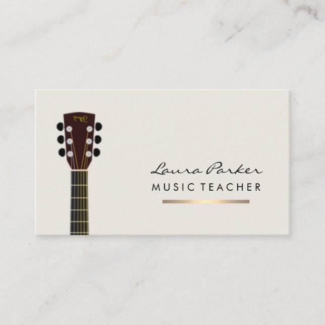 Carte De Visite Joueur guitariste Musicien Professeur Gold (Devant)