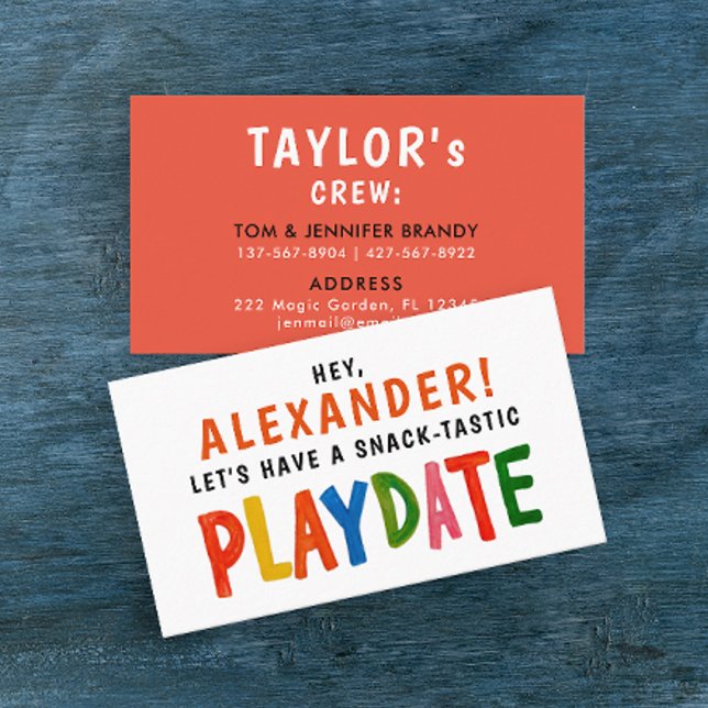 Carte De Visite Joueur rouge coloré amusant Kid Script moderne (Créateur téléchargé)