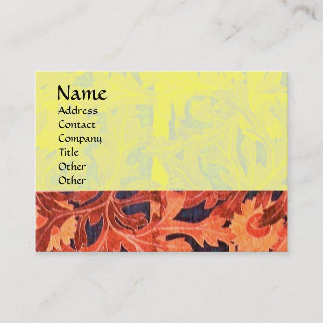 CARTE DE VISITE JOUR / JAUNE, FLORALE BROWN ROUGE (Devant)