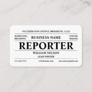 Carte De Visite Journaliste Reporter