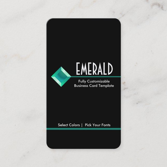 Carte De Visite Joyau de Rhestone Turquoise - Logo émeraude de Rhi (Devant)