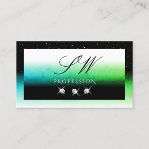 Carte De Visite Joyaux à oeil noir blanc et Turquoise de monogramm