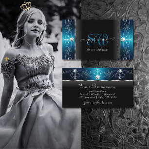 Carte De Visite Joyaux Turquoises noirs en miroirs Monogramme