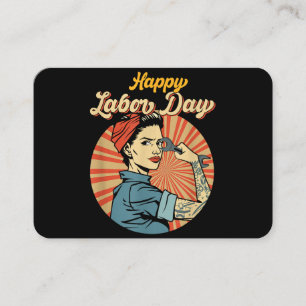 Carte De Visite Joyeuse Fille de la Fête du Travail Forte Mouvemen
