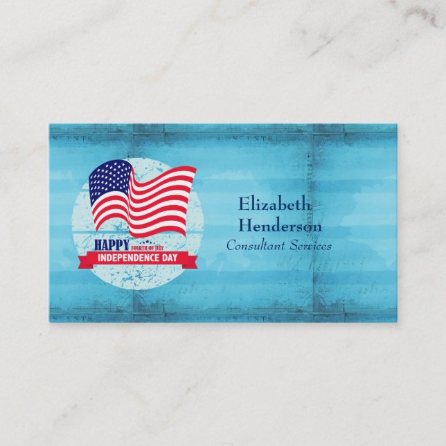 Carte De Visite Joyeux 4 juillet Illustration du drapeau américain (Devant)