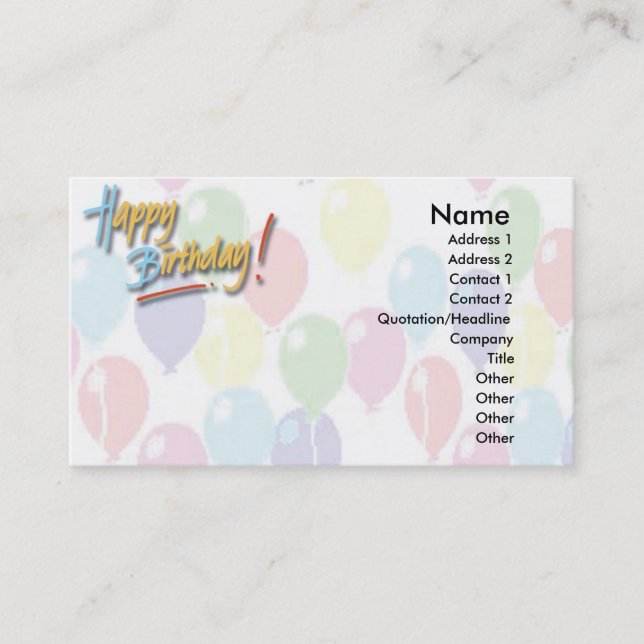 Carte De Visite Joyeux anniversaire (Devant)