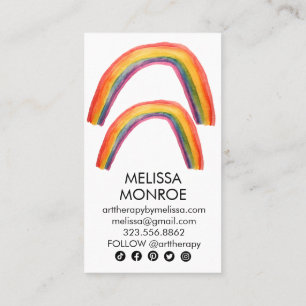 Carte De Visite Joyeux Double Rainbows Aquarelle Icônes sociales