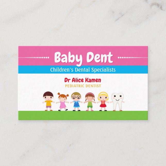 Carte De Visite Joyeux enfants et dent | Dentiste pédiatrique (Devant)
