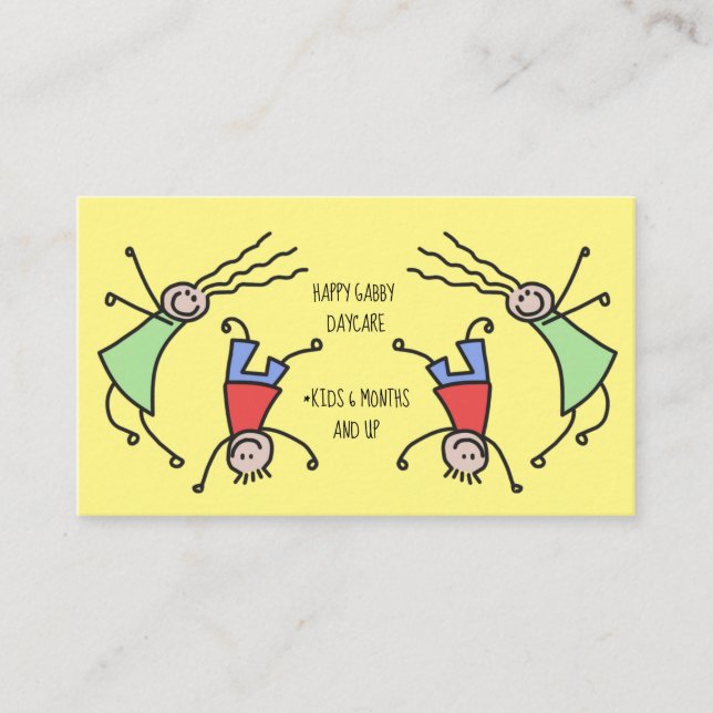 Carte De Visite Joyeux Enfants Jouant À La Mignonne Garderie (Devant)