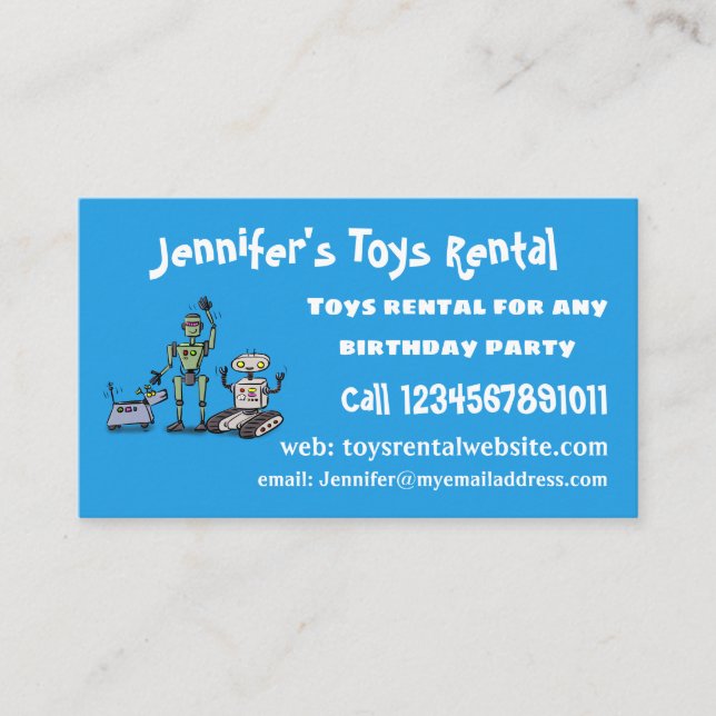 Carte De Visite Joyeux joli dessin de trois robots trio (Devant)