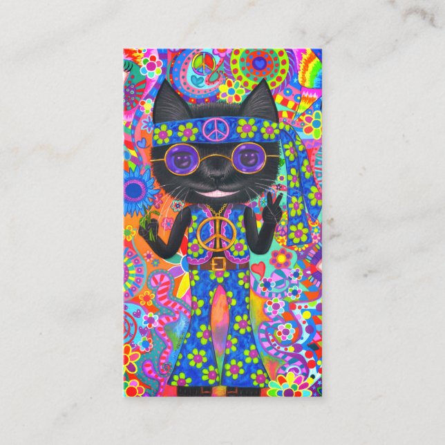 Carte De Visite Joyeux lunettes de soleil hippie pour chats pour l (Devant)