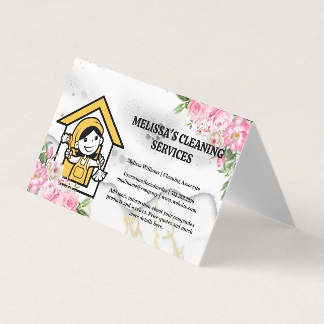 Carte De Visite Joyeux nettoyeur | Savon | Fleurs (Devant)