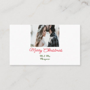 Carte De Visite Joyeux Noël couple photo ajouter nom heureux vacan