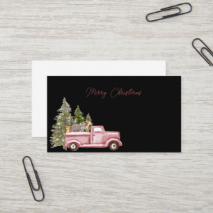 Carte De Visite Joyeux Noël Pink Farm Truck Arbres de Noël
