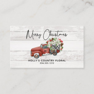 Carte De Visite Joyeux Noël Russe Vintage Camion Rouge Commerce