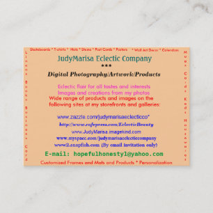 Carte De Visite JudyMarisa Eclectic Company, photographie de