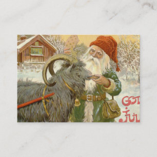 Carte De Visite Jultomten alimente à chèvre de Noël un biscuit