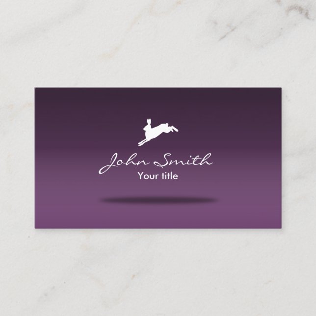 Carte De Visite Jumping Lièvre mignon Rabbit Logo Violet (Devant)