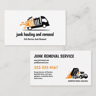 CARTE DE VISITE JUNK HAULING TRASH REMOVAL ORANGE NOIR