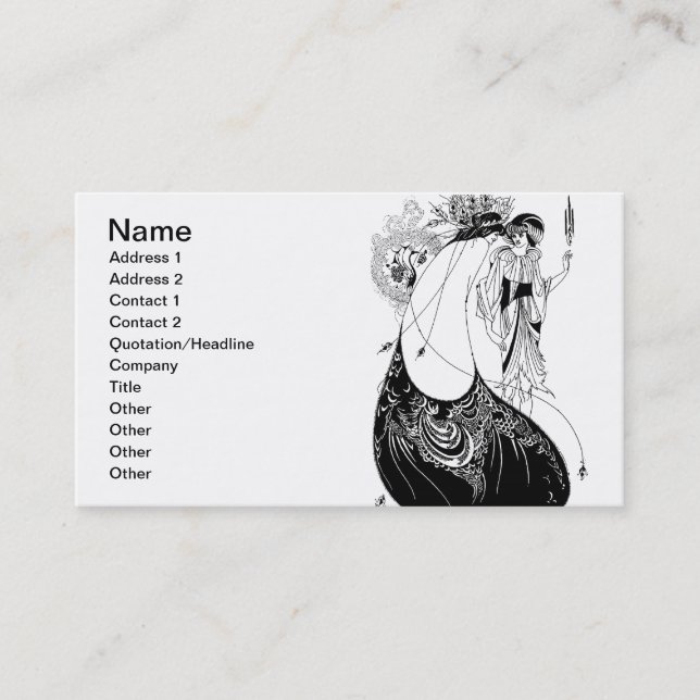 Carte De Visite Jupe Peacock Beardsley Art Nouveau (Devant)