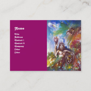 Carte De Visite JUPITER ET LION, violet blanc brun