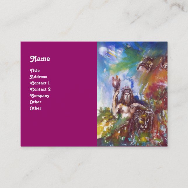 Carte De Visite JUPITER ET LION, violet blanc brun (Devant)