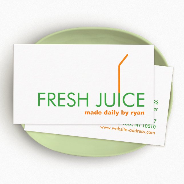 Carte De Visite Jus de Juice Bar Company Orange Paille Logo (Créateur téléchargé)