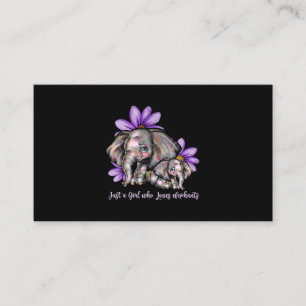 Carte De Visite Juste Fille qui aime les éléphants Fleur Animal Re