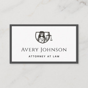 Carte De Visite Justice Lady Lawyer Scales Logo Grey & White Bold