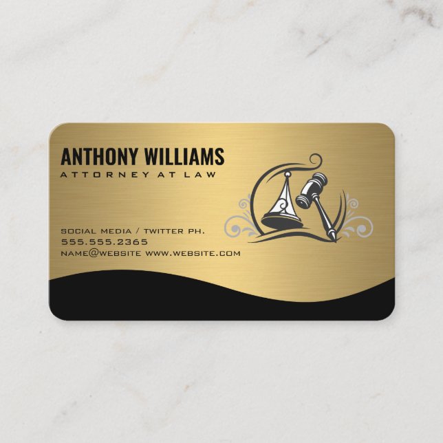Carte De Visite Justice Law Logo | Gold Metallic (Devant)