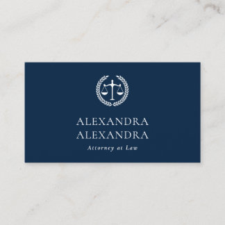 Carte De Visite Justice Scale Avocat à la Loi Bleu Marine Affaires
