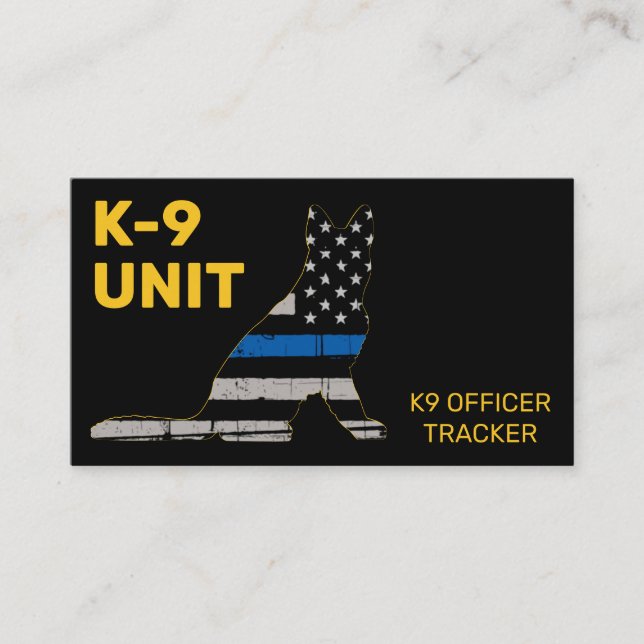Carte De Visite K9 Unité Mince Ligne Bleue Police Police Chien (Devant)